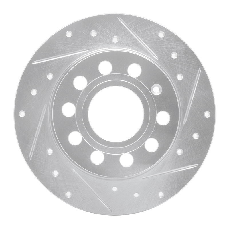Audi A3 Brake Rotor (1) - Rear Right - R1 Concepts - Drilled & Slotted - Silver - `10-`19